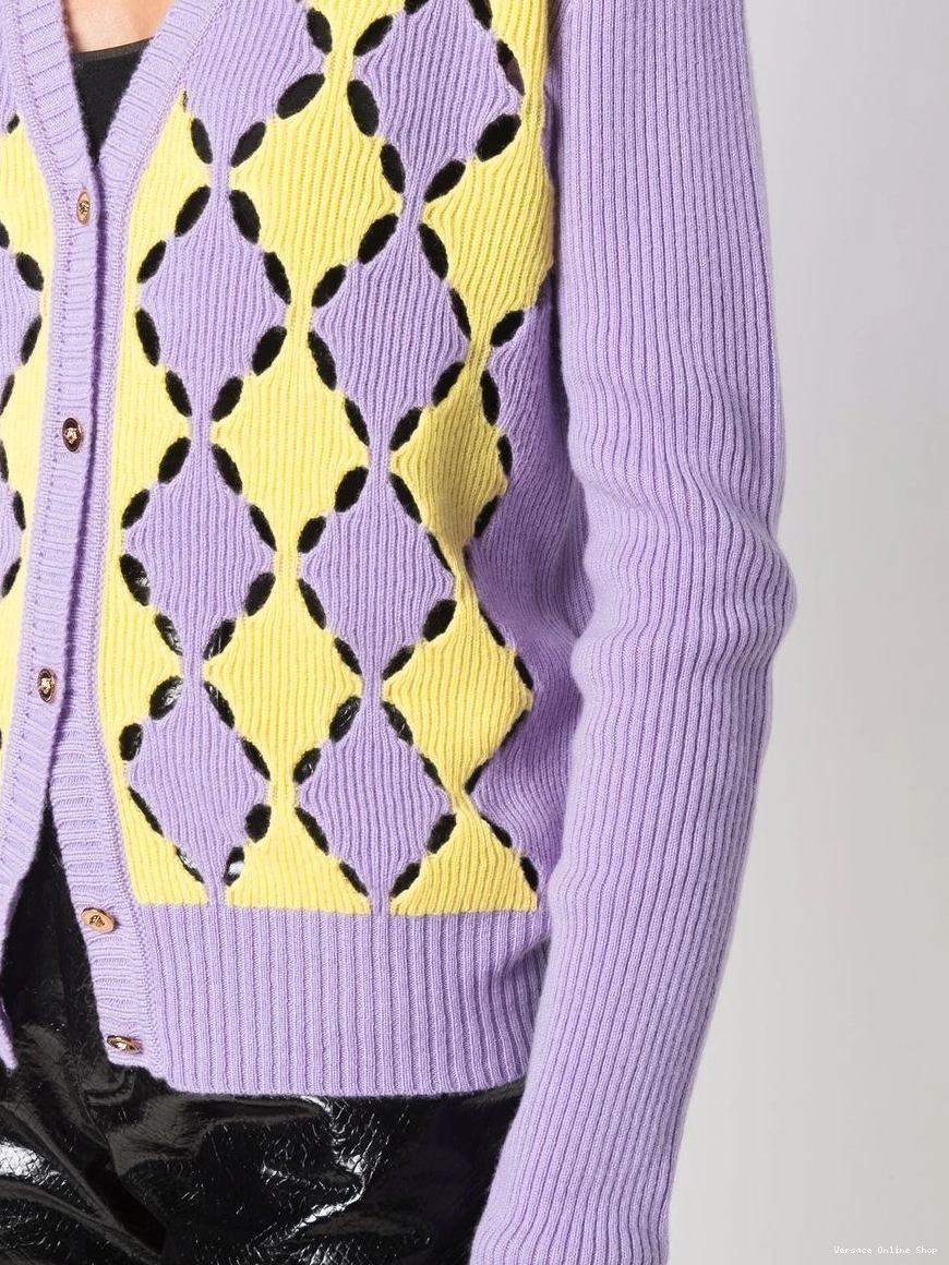 Affordable cardigan Versace two-tone Women cashmere 0324